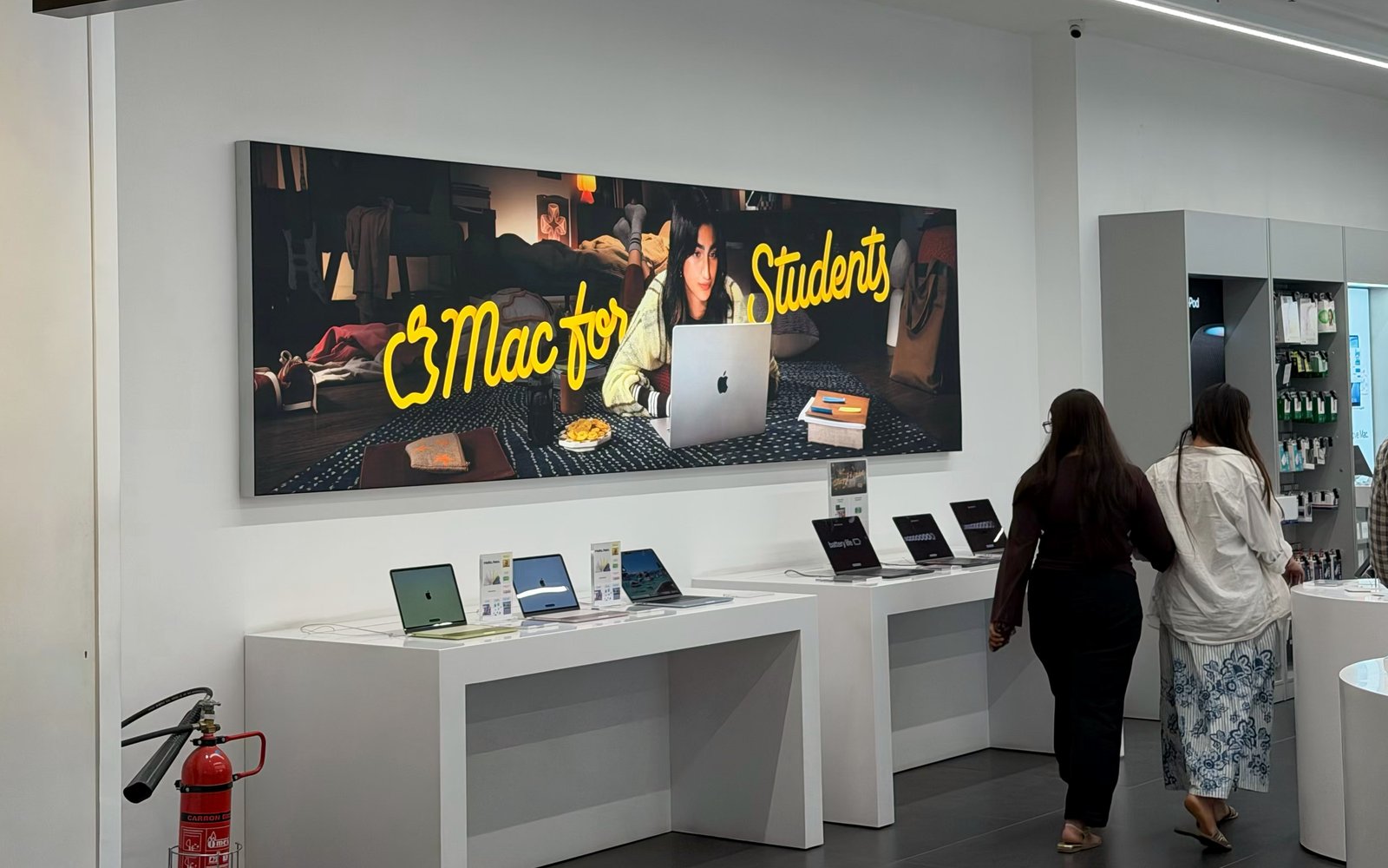 Mac for Students 2026 campaign displayed in an Apple channel partner store
