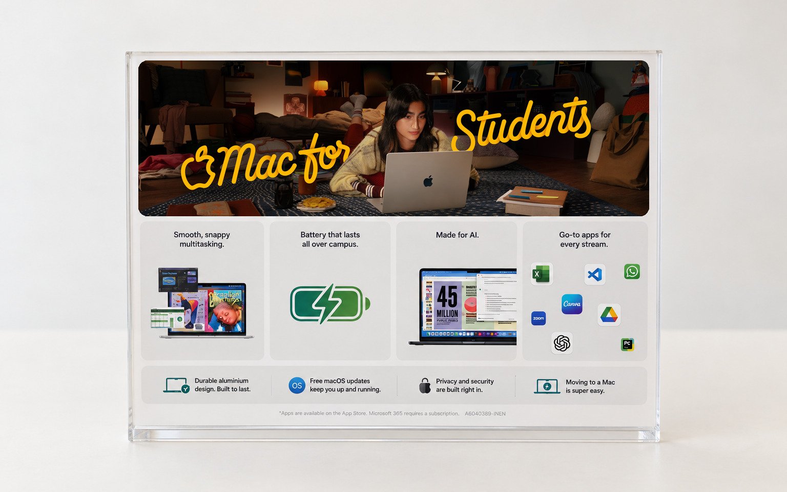 Mac for Students 2026 retail counter collateral